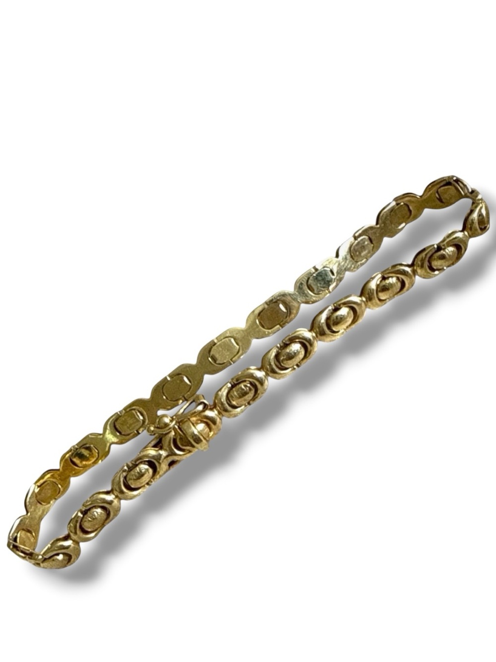 14k Yellow Gold Vintage Italian X-O Link Bracelet Solid 6.05 g Signed
